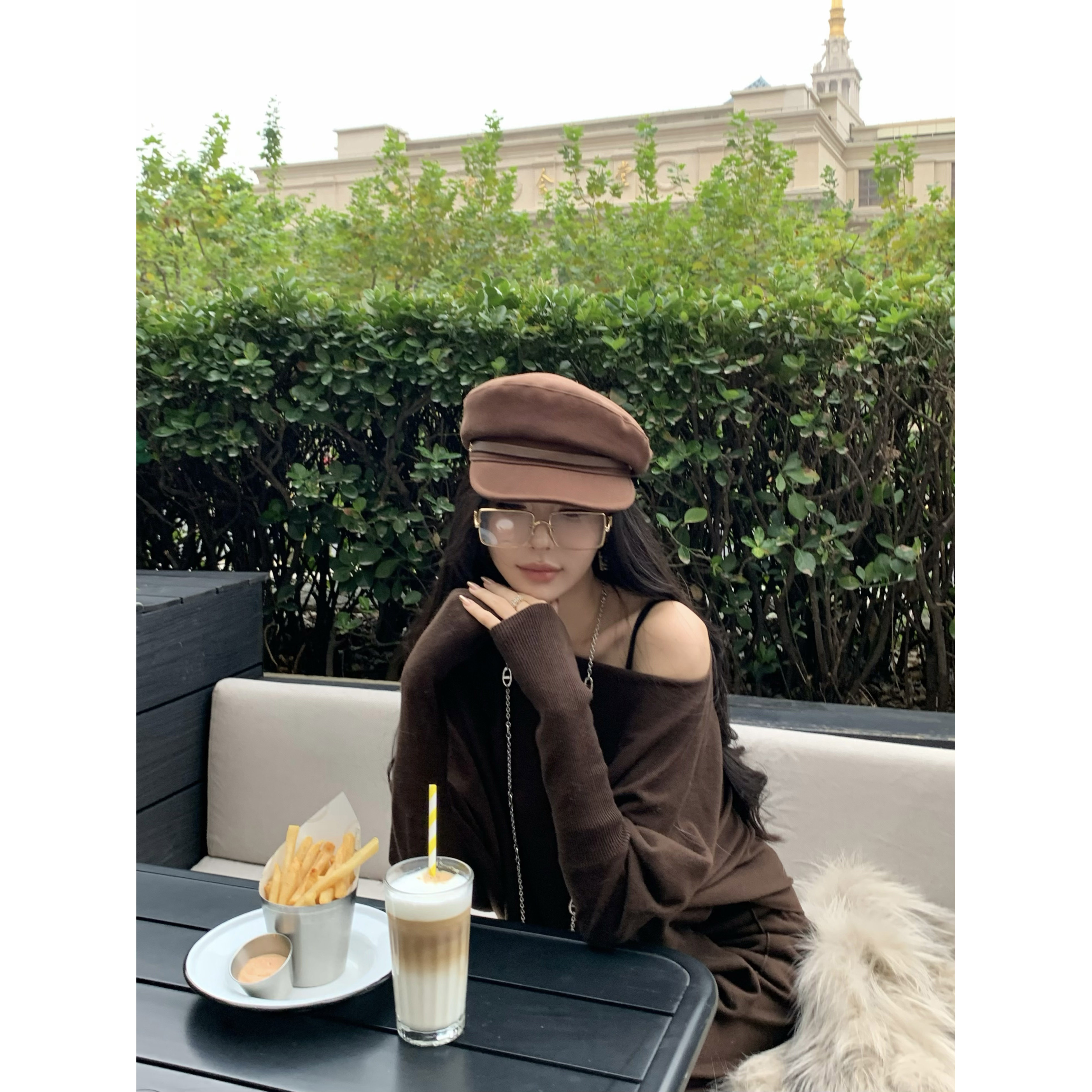 FBB limit冬季新款时髦贝雷帽女高颅顶显脸小画家帽D244088S