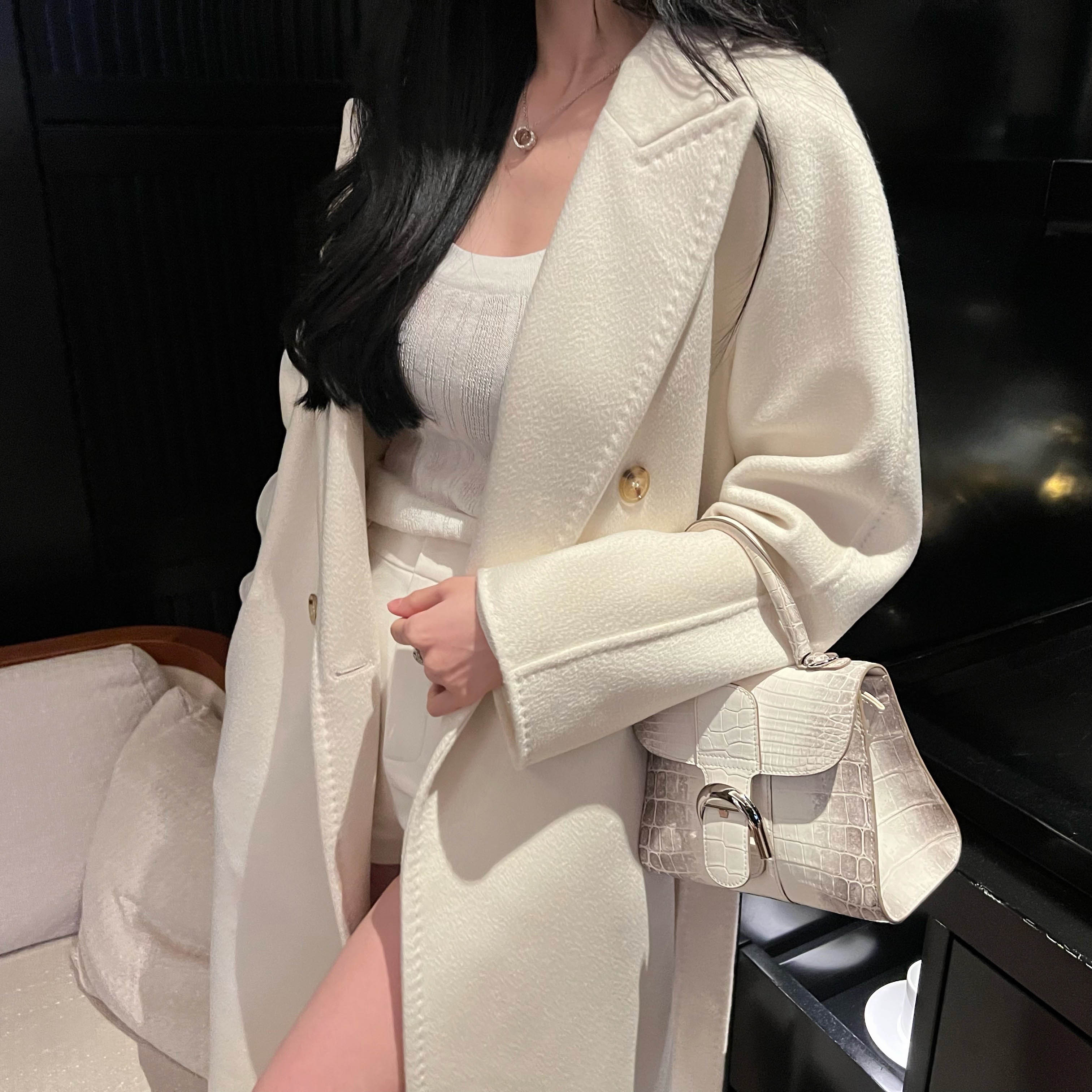 FBB limit冬季新款纯色时尚双面呢大衣30羊绒70羊毛外套D213578Y