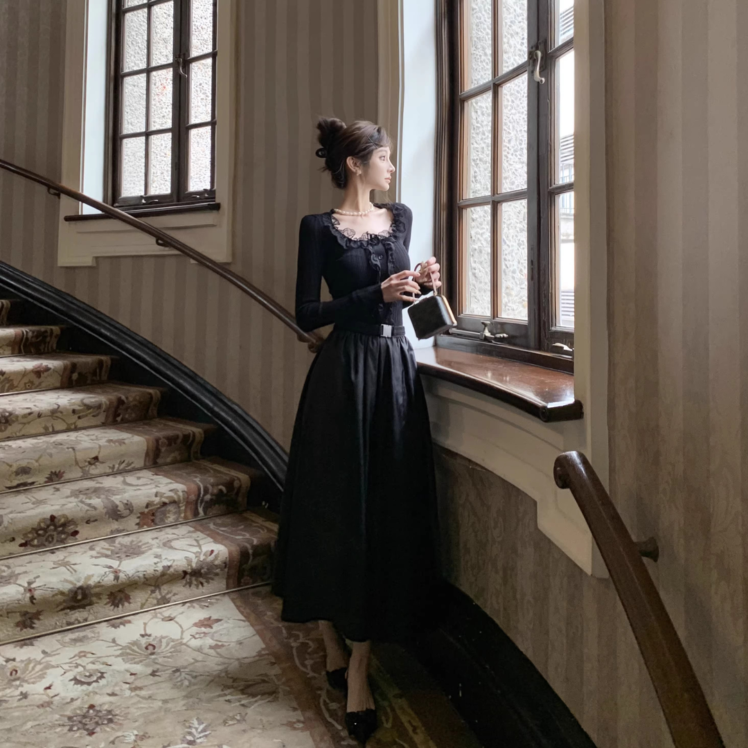 FBB limit秋季新款黑色半身裙橡筋腰带设计挺阔尼龙伞裙D232368F