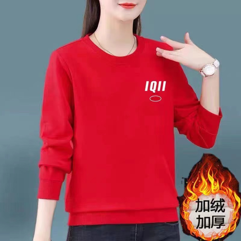 女士短款加绒加厚卫衣正肩百搭休闲宽松圆领2025秋冬