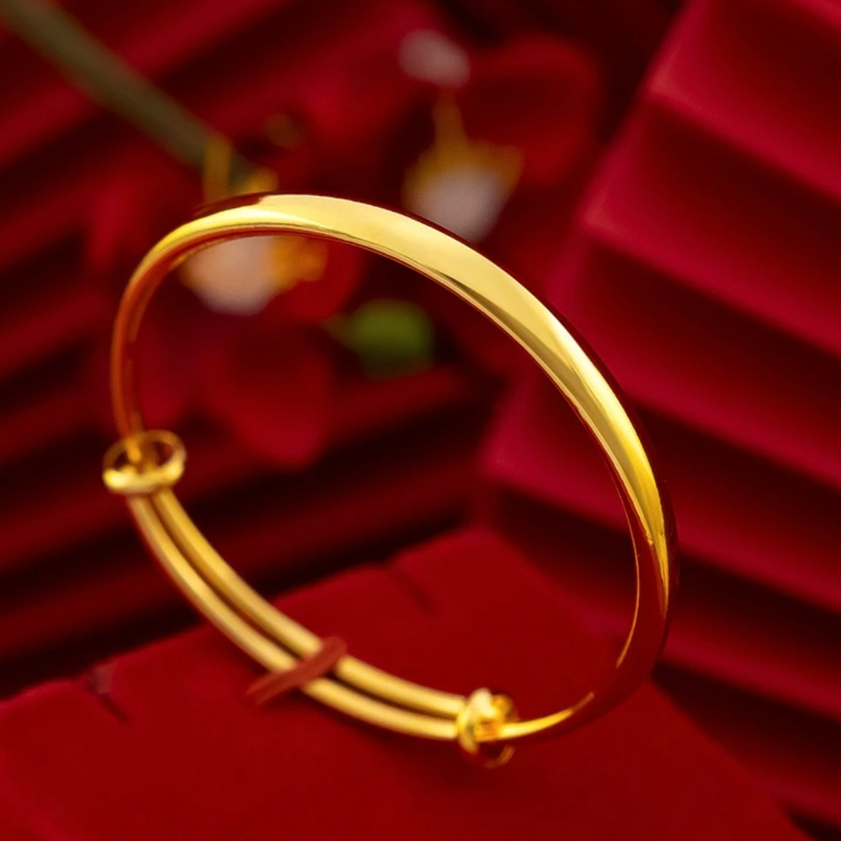 手镯  光面推拉手镯9999素圈镯子时尚百搭简约实心A1