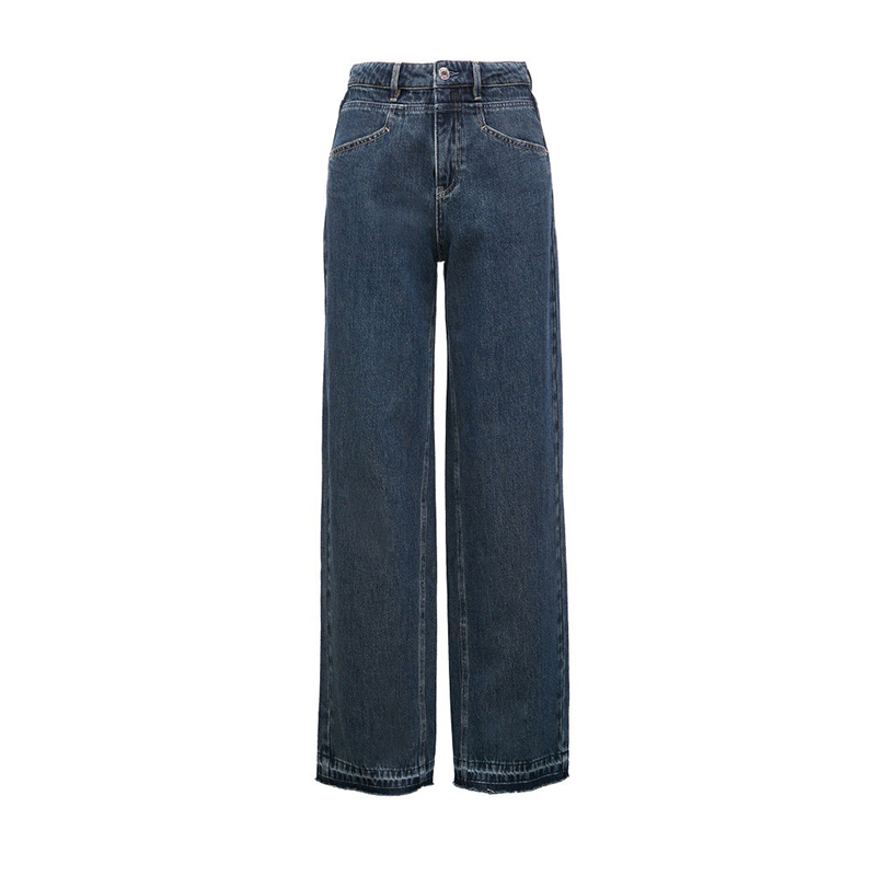 【A21】奥家春季新款复古宽松高腰直筒阔腿裤拖地裤牛仔裤女