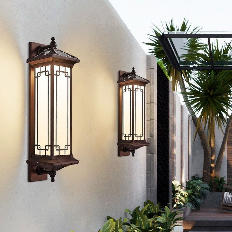 太阳能新中式简约壁灯户外防水阳台灯墙壁灯中式进门灯免接线