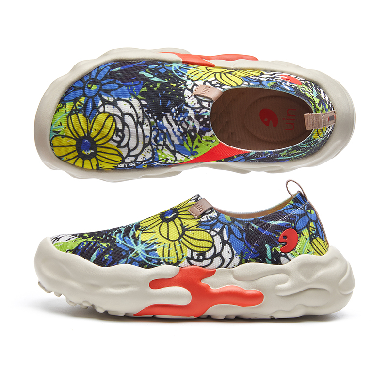 uin彩绘旅行鞋托莱多13花韵系列丑萌鞋一脚蹬休闲鞋厚底男女春夏