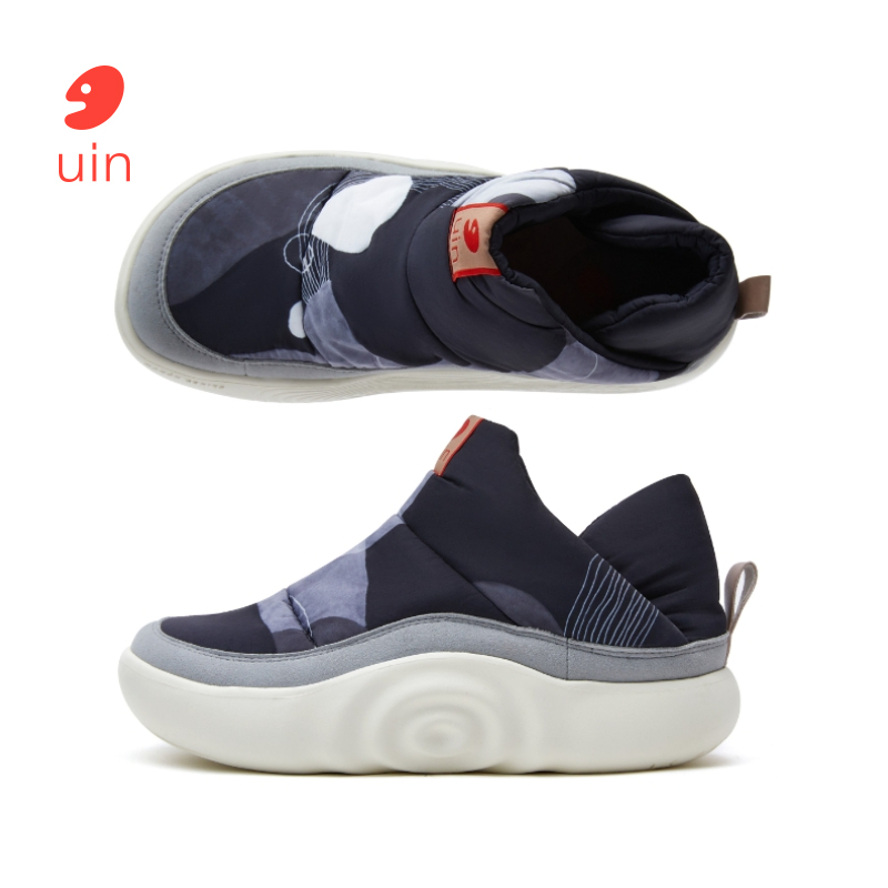 uin彩绘旅行鞋马翁6/7雪地靴中帮短靴风衣布面包鞋厚底