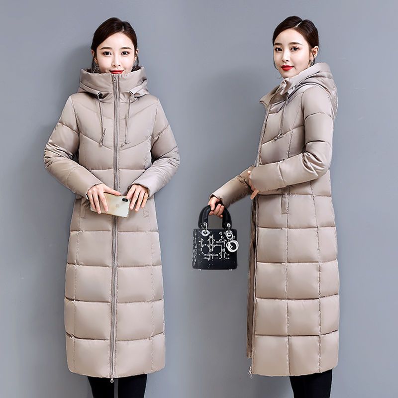 波司豋2021新款羽绒羽绒服女中长款连帽加厚棉衣韩版修身显瘦过膝