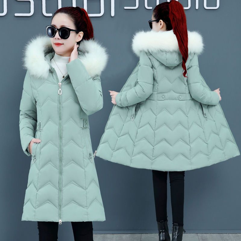 波司豋2023羽绒服女中长款冬季韩版羽绒棉衣修身显瘦棉袄毛领加厚