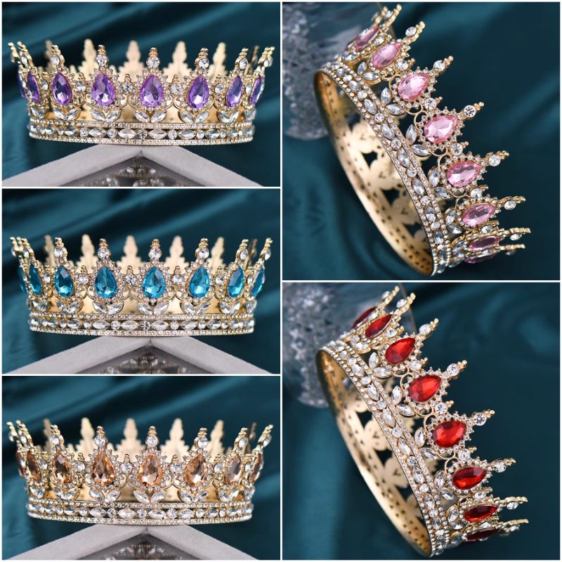 巴洛克水晶结婚皇冠头饰演出活动百搭圆形大王冠18成人礼奢华配饰