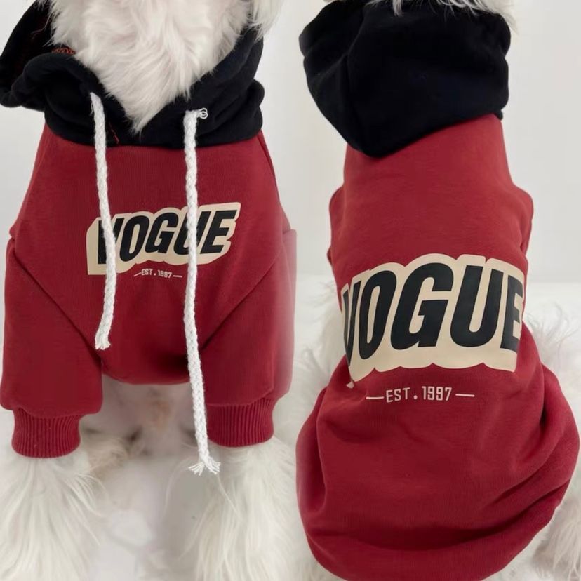 宠物狗狗衣服秋冬加绒加厚拼色连帽英文卫衣 大型犬拉布拉多