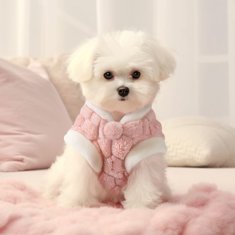 可牵引猫猫狗狗宠物衣服秋冬季保暖毛绒马甲比熊小型犬小狗泰迪潮