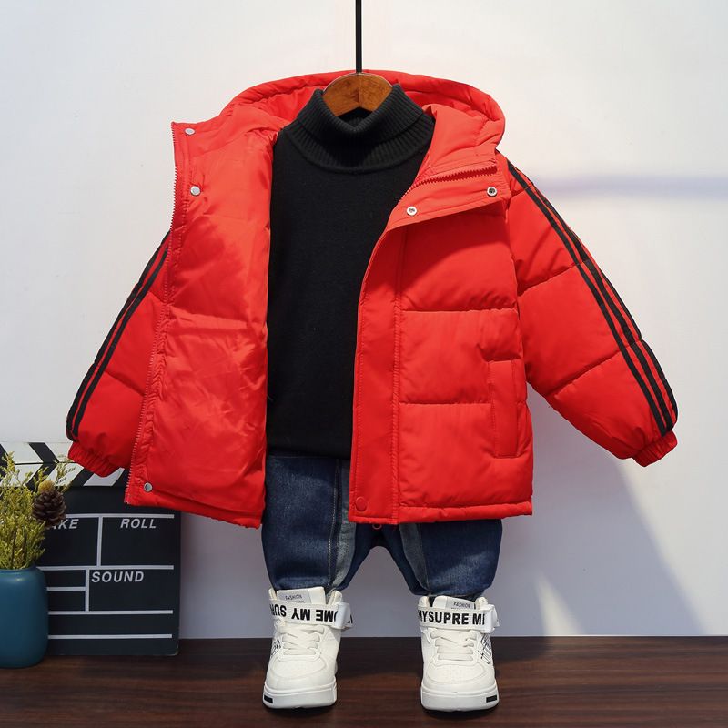 巴拉巴拉反季2023新款冬季三条杠儿童加厚羽绒服外套男童女童纯色