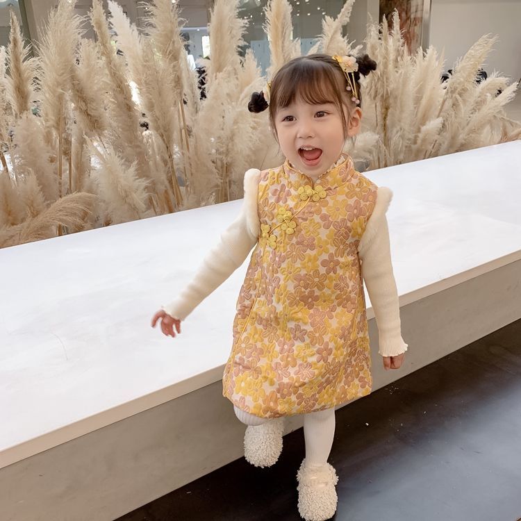 汉服女童拜年服新年装儿童旗袍冬过年婴儿周岁宝宝礼服中国风唐装