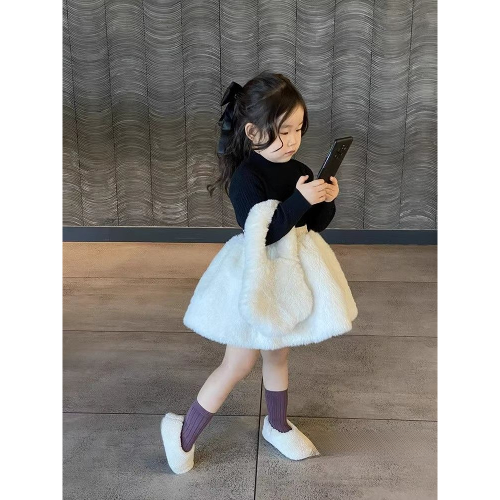 韩国童装女童裙子秋冬季新款洋气纯色休闲松紧腰半身裙伞裙儿时尚