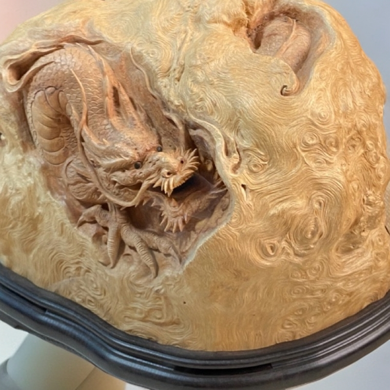 精品荔枝木香炉（纯手工雕刻盘龙）