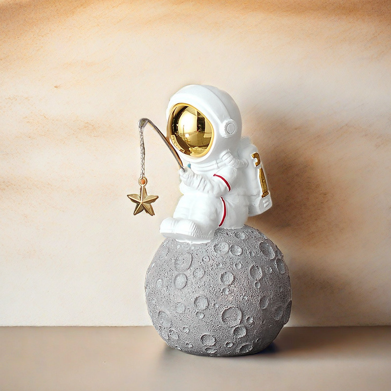 钓星星太空人宇航员摆件玄关客厅电视柜儿童家居装饰品摆设办公室