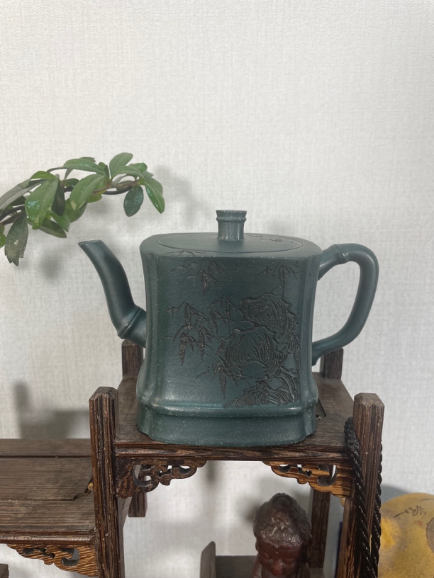 军绿紫砂四方竹节