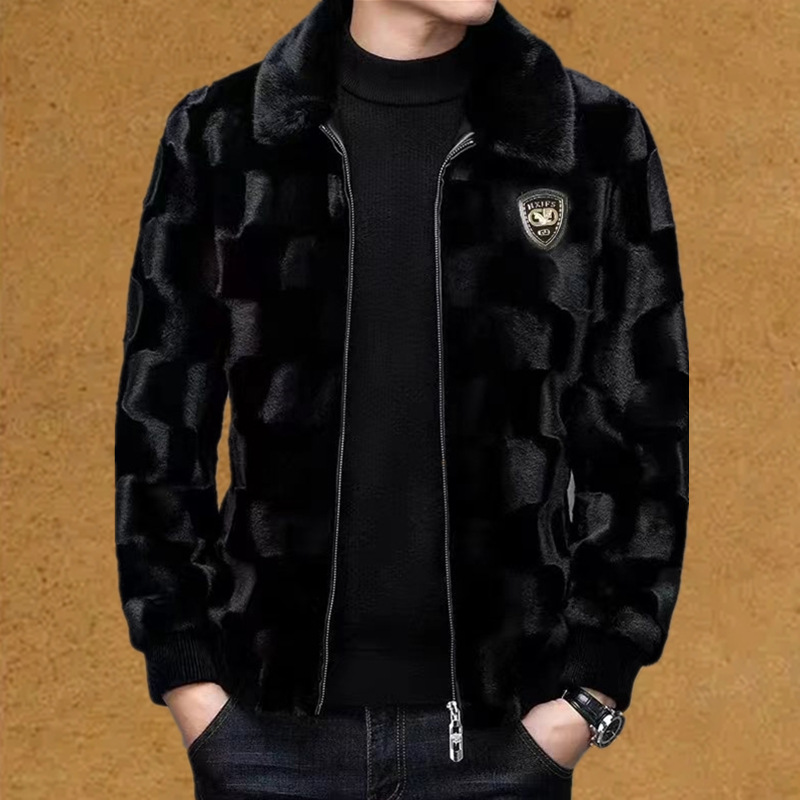 海宁男士仿貂皮夹克时尚休闲皮草外套秋冬貂皮大衣水貂男貂皮夹克