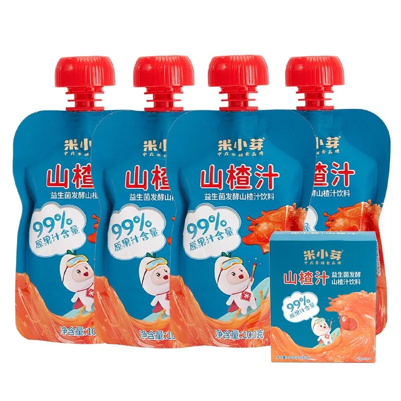 米小芽山楂汁果汁益生菌发酵山楂汁99%原果汁含量儿童即食100g/袋