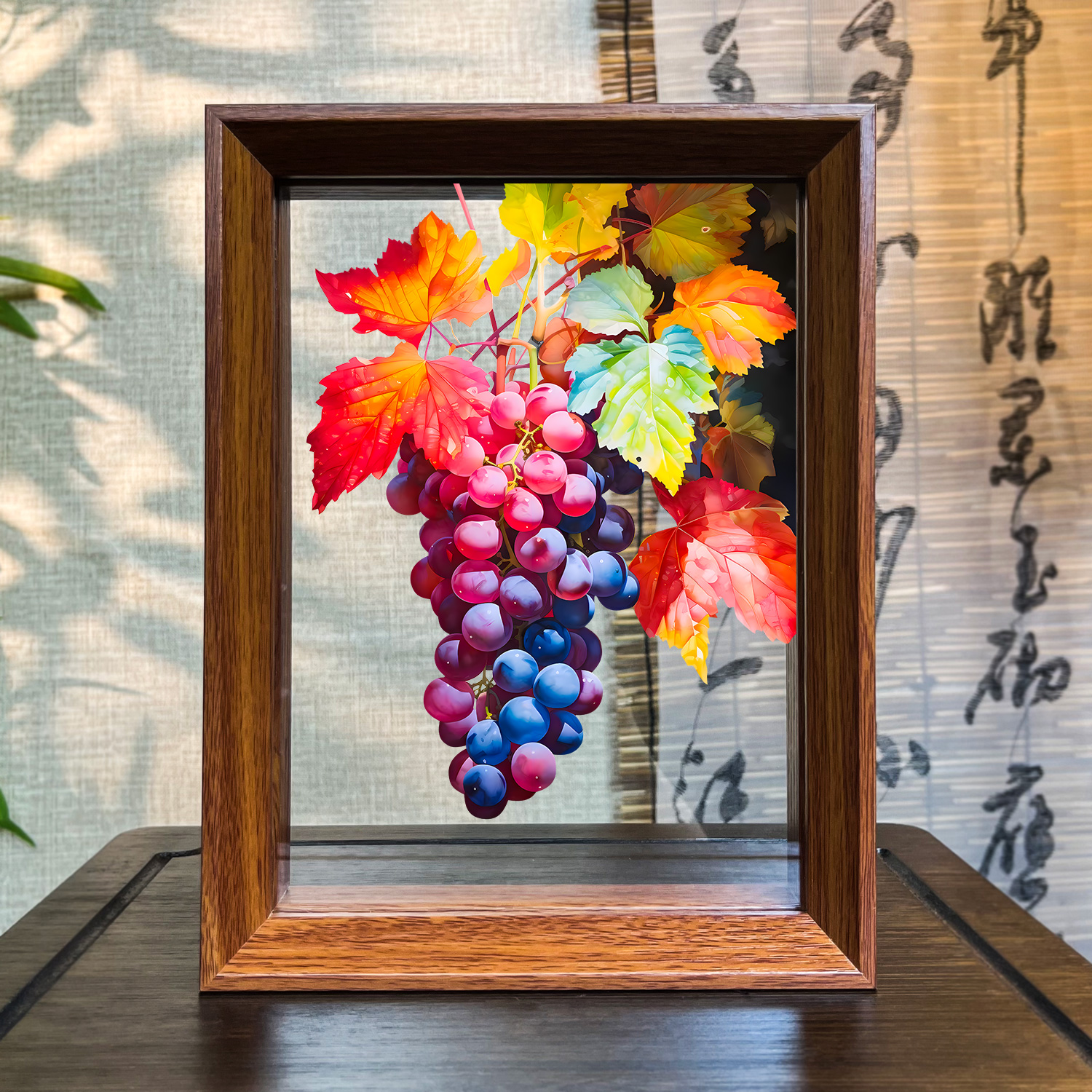 【紫气东来1】桌摆葡萄画新中式入户玄关装饰摆件高级感办公室高档