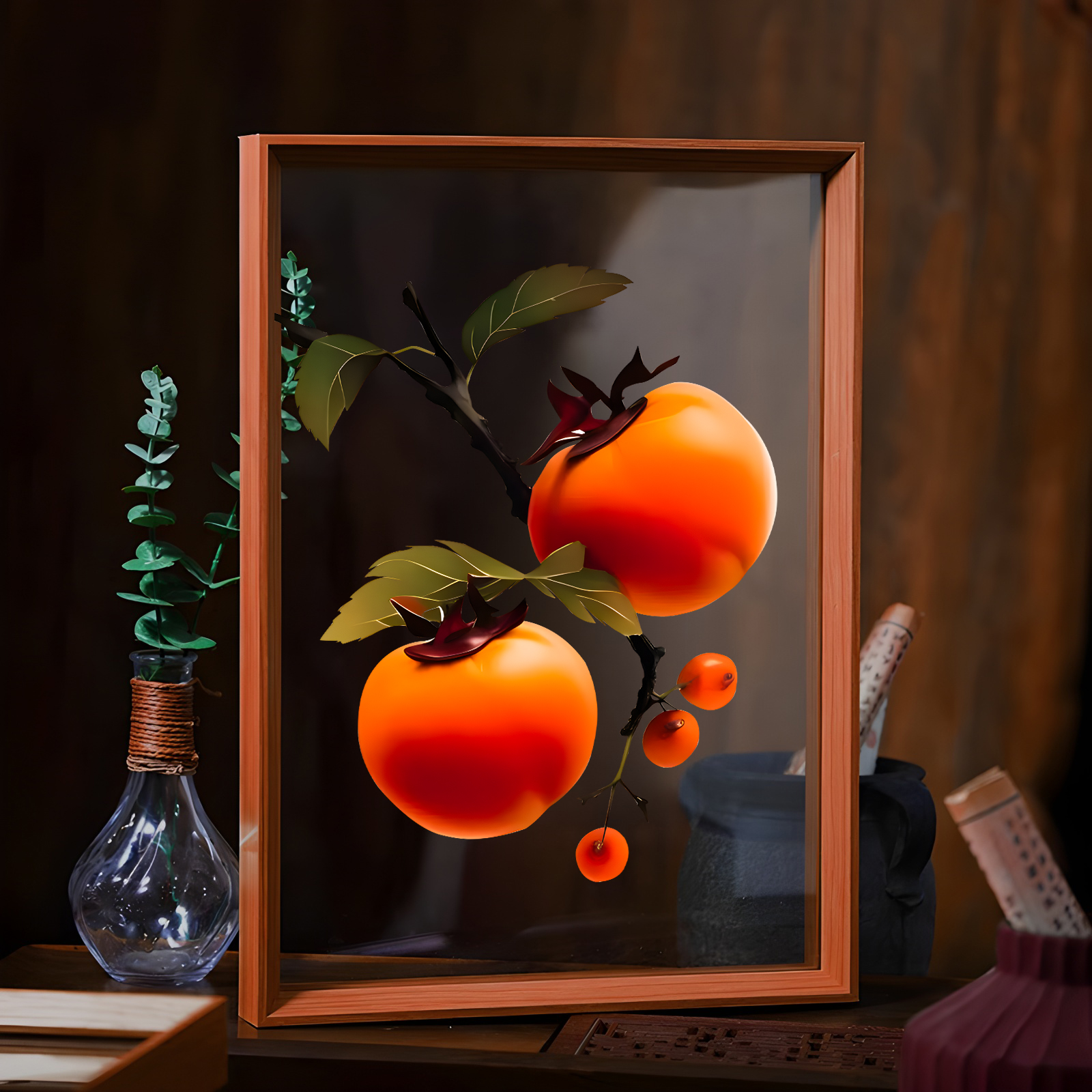 《事事如意》柿子手工艺品创意桌摆礼品办公室客厅摆件家居装饰品