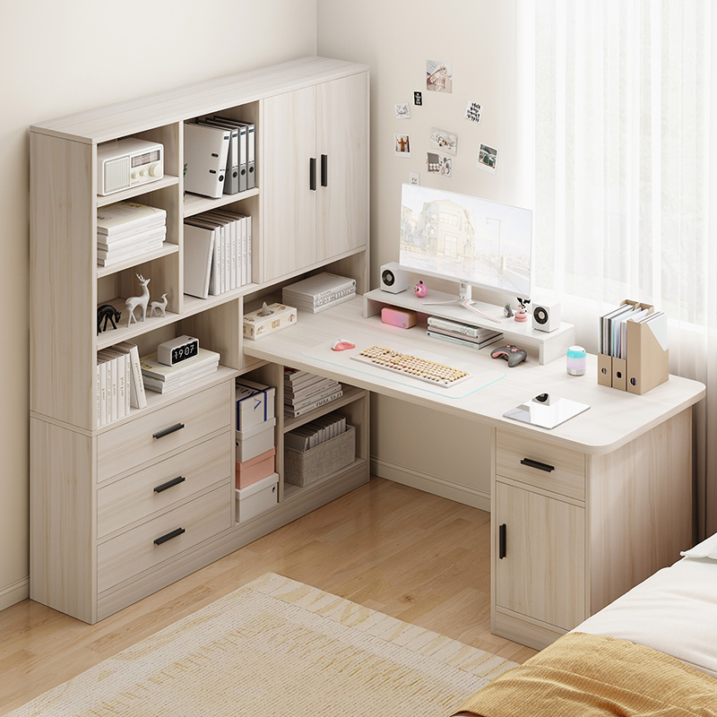 【祁樾家具】书桌书架一体桌电脑桌家用转角带抽屉学习桌简约俊