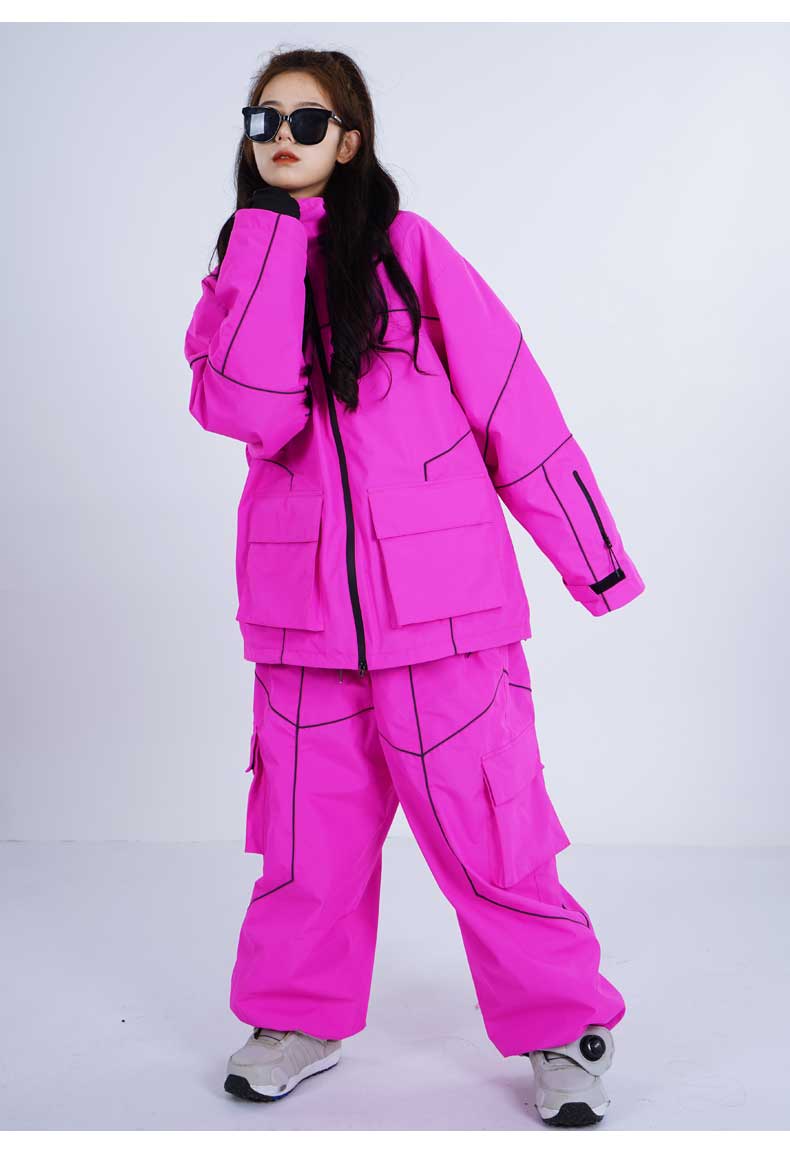 OYLO3L面料全压胶滑雪服套装OVERSIZE工装机甲风套装单板双板耐磨