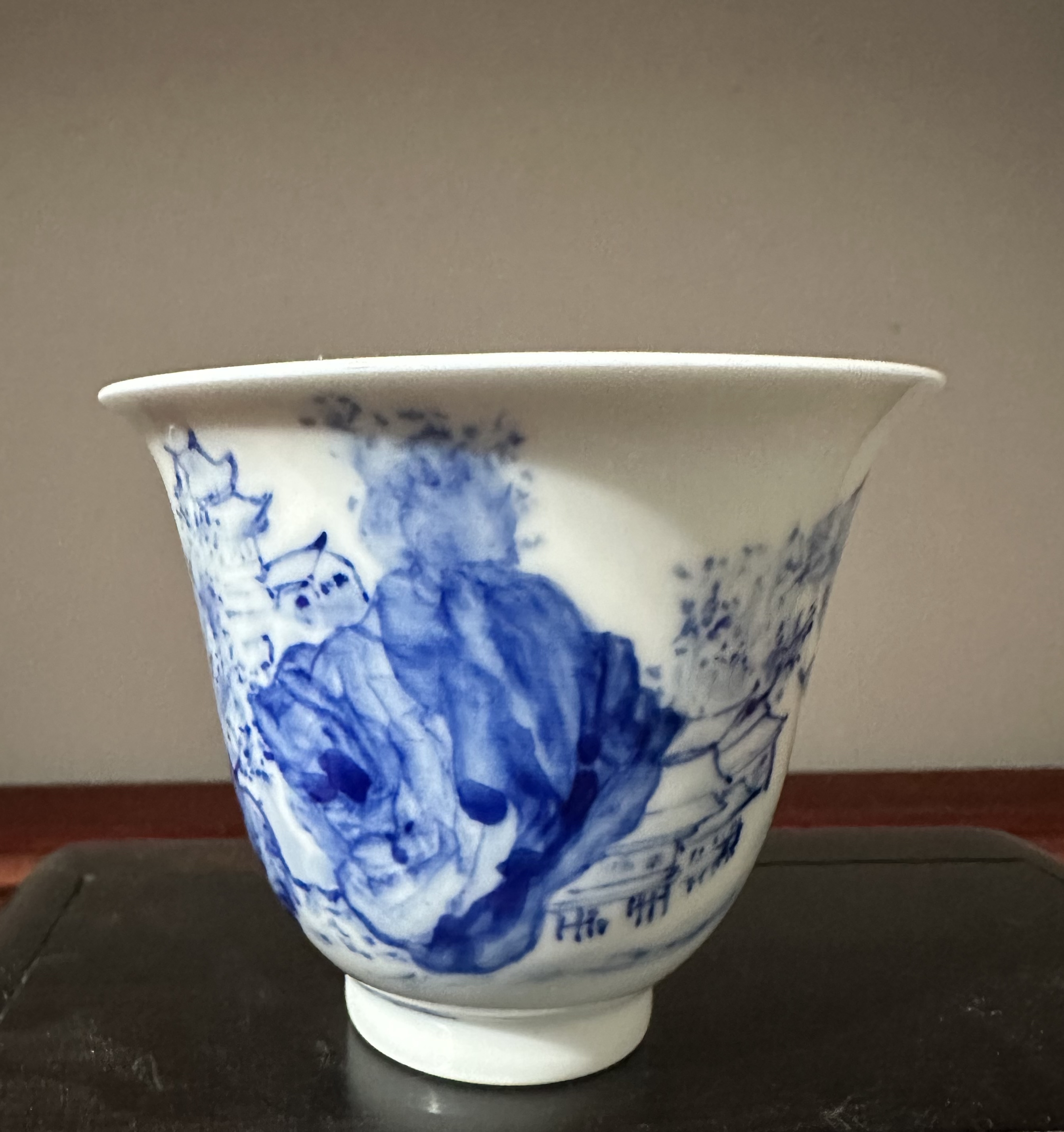 0021景德镇纯手绘秘境青花闻香杯手工主人杯单杯珍藏礼品送礼