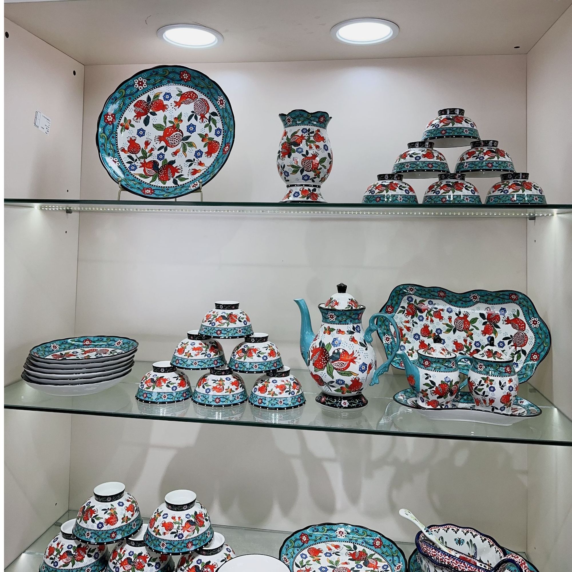 楼兰新疆包邮【石榴花】家用陶瓷56头套装