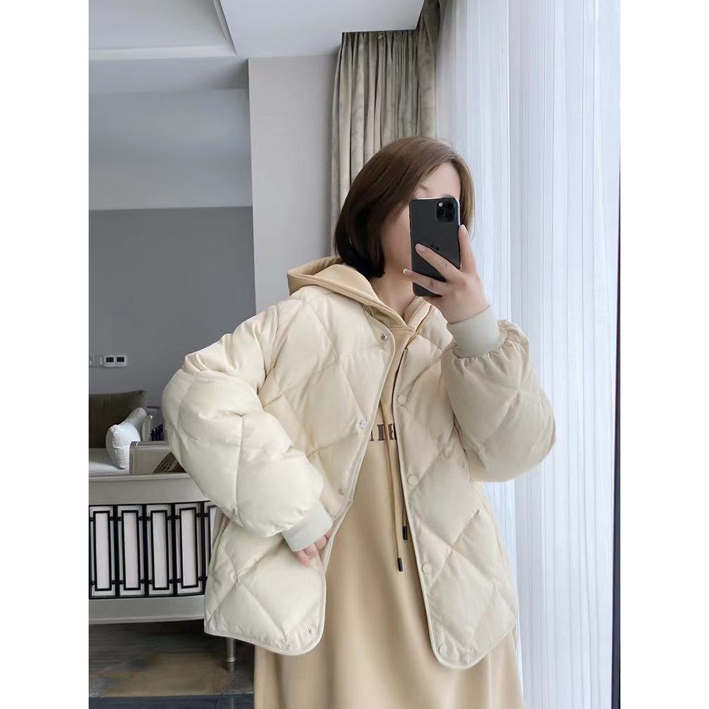 潮流新款小个子羽绒服女短款秋冬季加厚2023新款轻薄菱格茧型羽