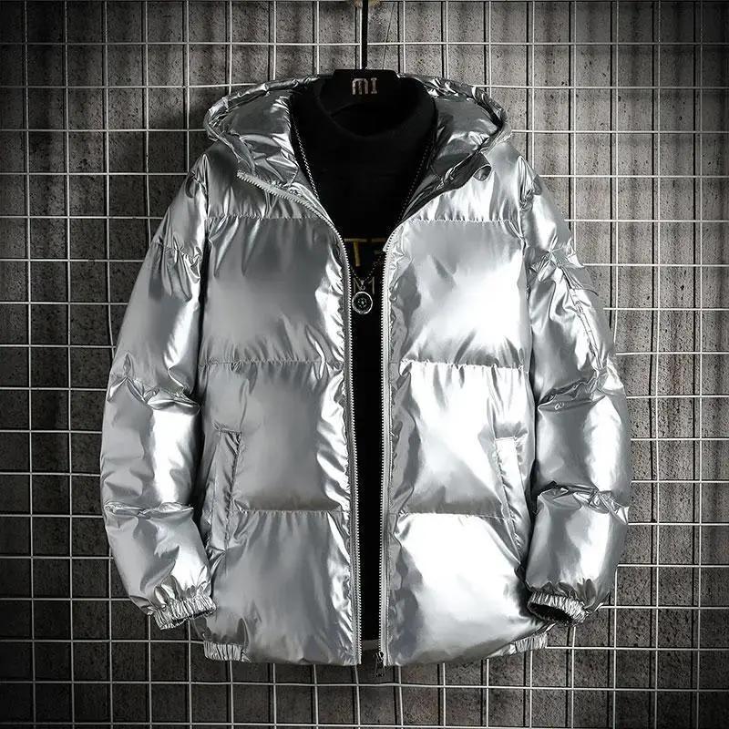 羽绒服男士亮面保暖冬季轻薄大码面包服外套潮牌羽绒服潮流