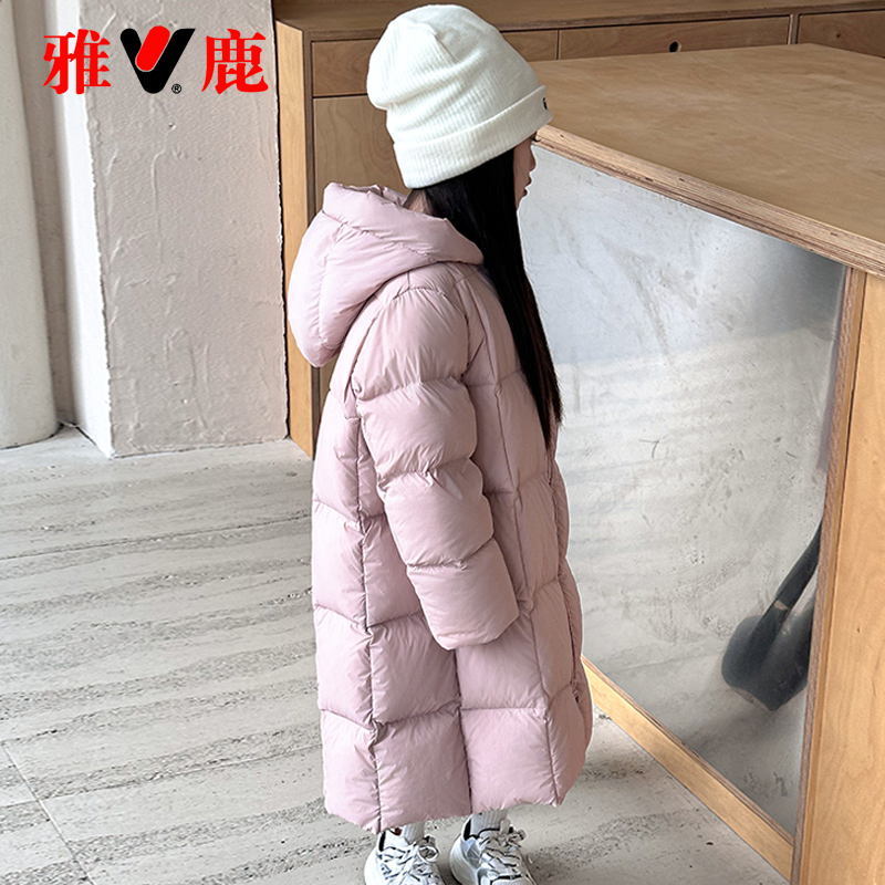 雅鹿儿童羽绒服中长款过膝男童女童2025新款小童大童冬季加厚外套