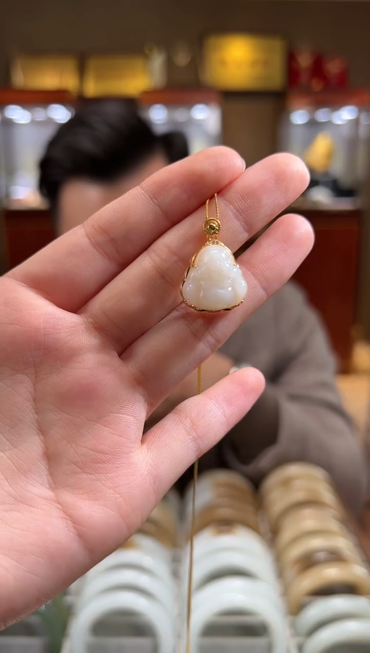 【闪购商品】和田玉颈饰银S925镶嵌且末白佛公