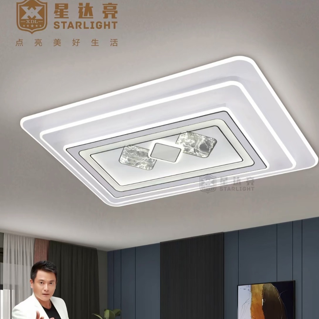 高端品牌岩石款[客厅灯]现代简约大客厅吸顶灯LED语音灯