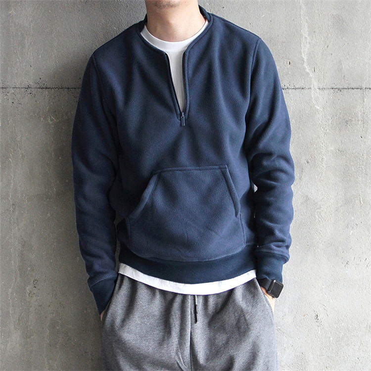 加厚秋冬摇粒绒卫衣男冬季纯色保暖套头袋鼠兜长袖上衣加绒休闲装