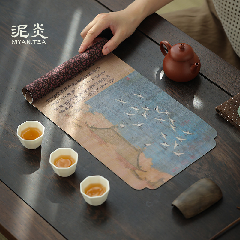 麂皮茶席大号吸水茶巾双层加厚桌旗中式简约茶具茶壶防水布子茶台