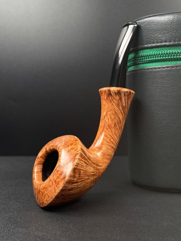 丹麦大师斗拉塞原木色号角弯斗烟具（内径19.2斗深34.4）