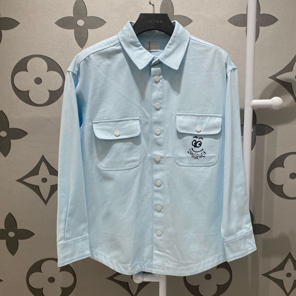 全新未使用  Innersect蓝色涂鸦牛仔衬衫外套/m*2;L*6/