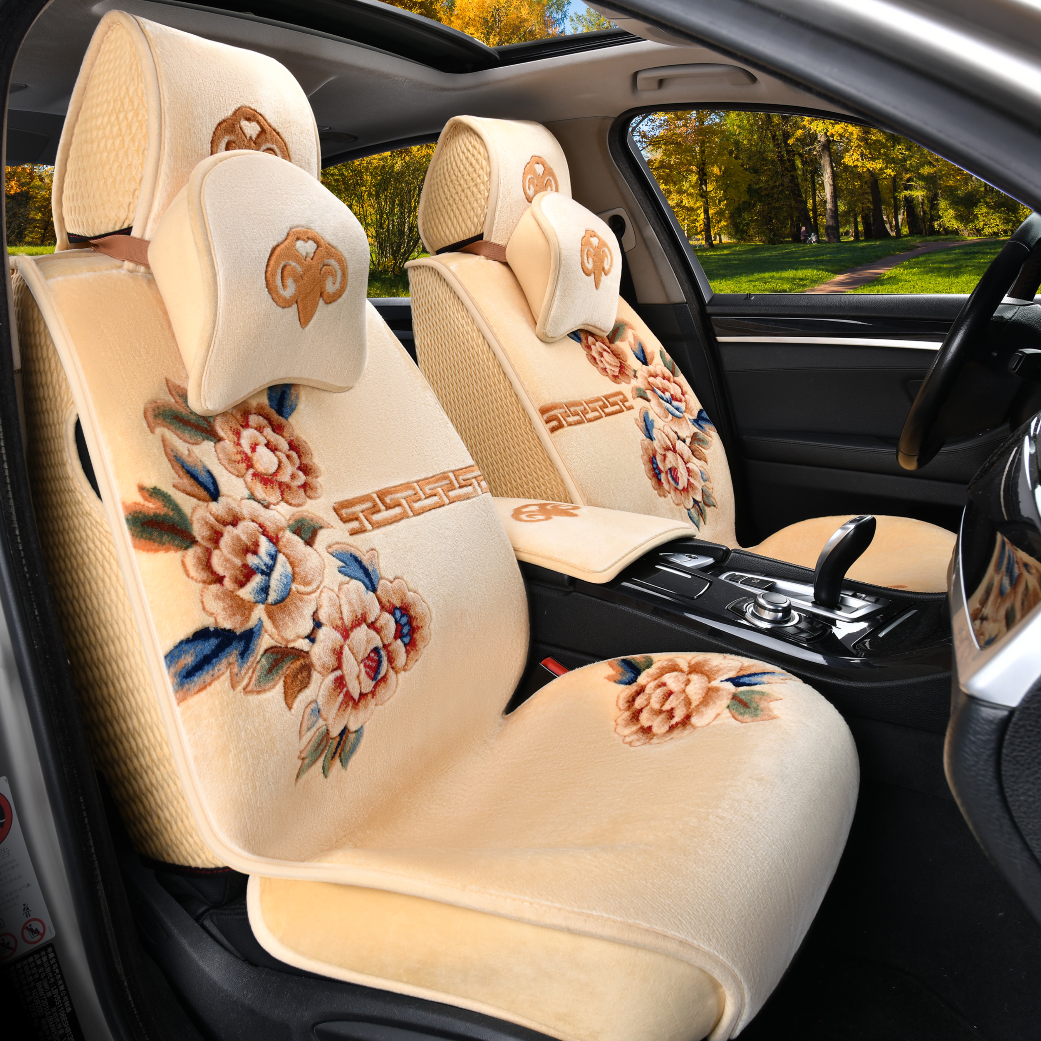 纯羊绒汽车坐垫四季通用座垫全包围纯羊毛坐垫地毯式汽车羊毛坐垫