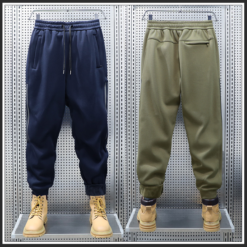 秋冬季加绒加厚休闲裤宽松潮流运动裤百搭裤子男2023新款潮牌长裤