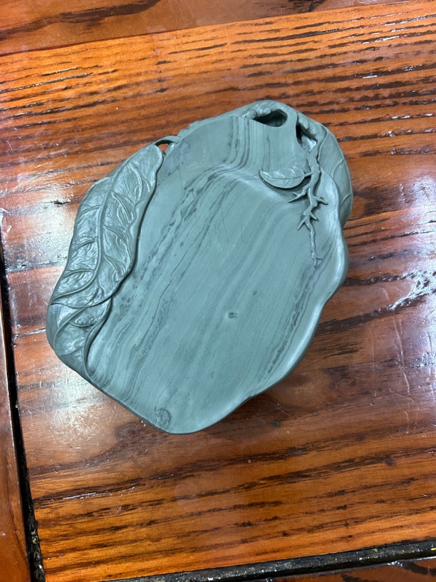 喇嘛崖老坑洮水流注纹砚，石质细腻光滑温润下发快发墨细14x11x3