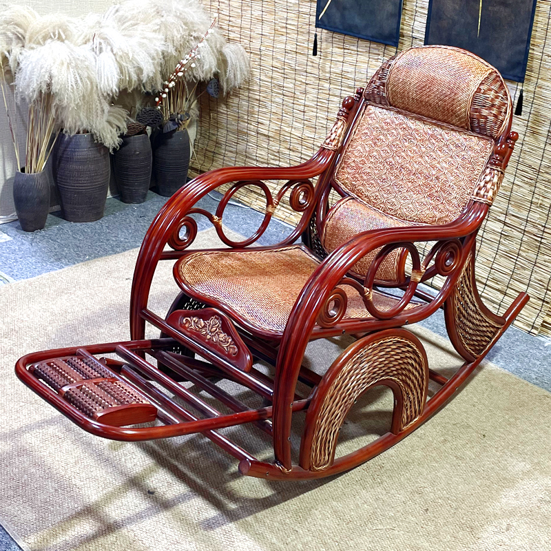 藤椅摇椅躺椅阳台家用休闲真藤摇摇椅大人老人午睡客厅藤编逍遥椅