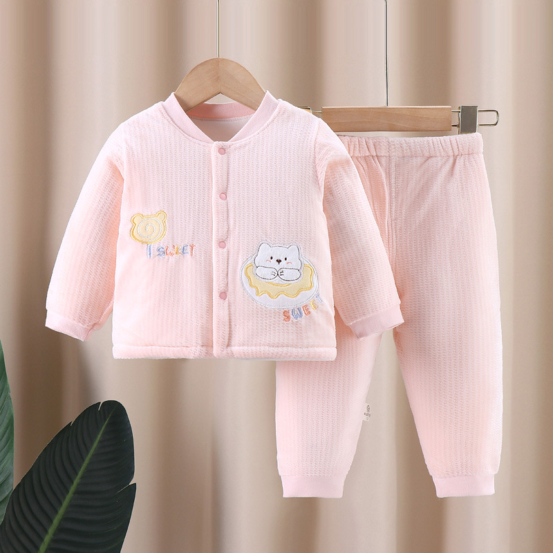 婴儿棉衣棉裤宝宝冬季套装保暖秋冬季夹棉分体两件套衣服加绒加厚