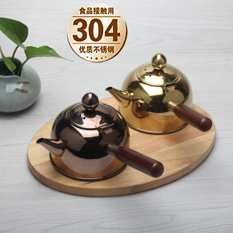包邮304不锈钢烧水壶平底煮水壶侧把壶野外煮水壶功夫茶道电磁壶