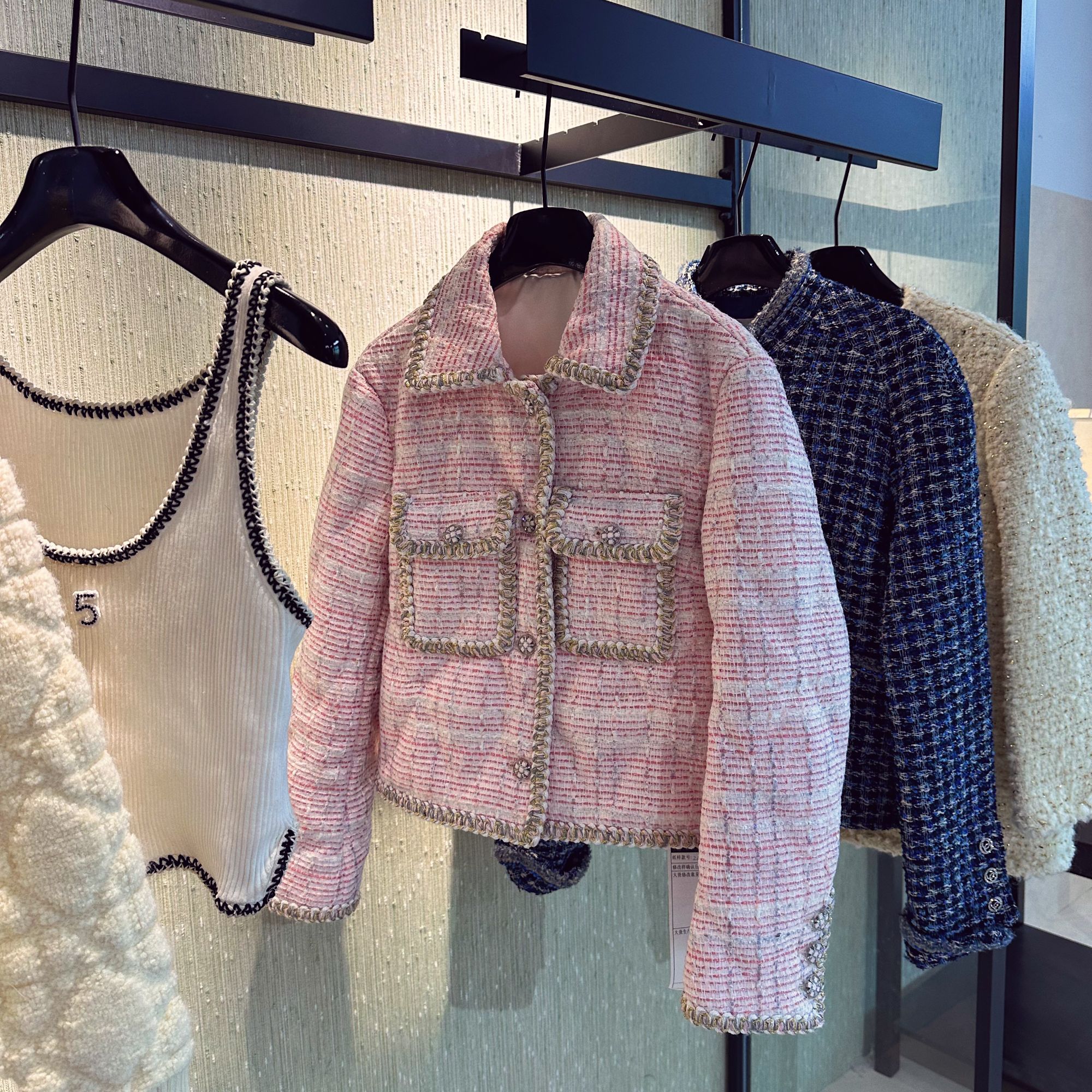 【是你大大钱】进口意大利林顿粗花呢粉调90鹅绒手工坊千金风羽绒服