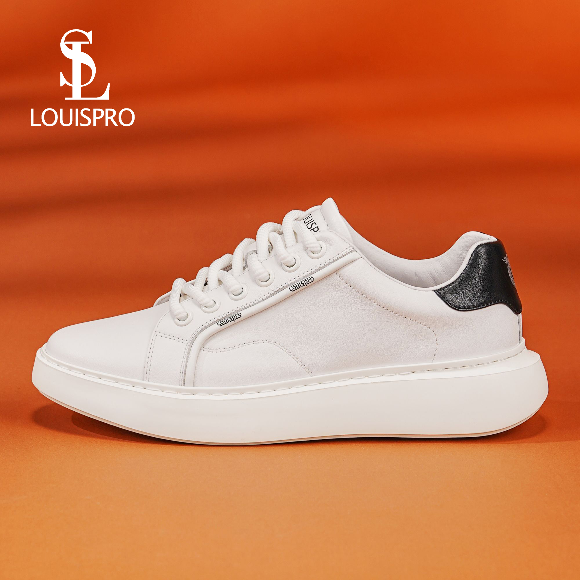 LOUISPRO轻奢男士厚底休闲鞋手工品质小白鞋防滑减震运动鞋