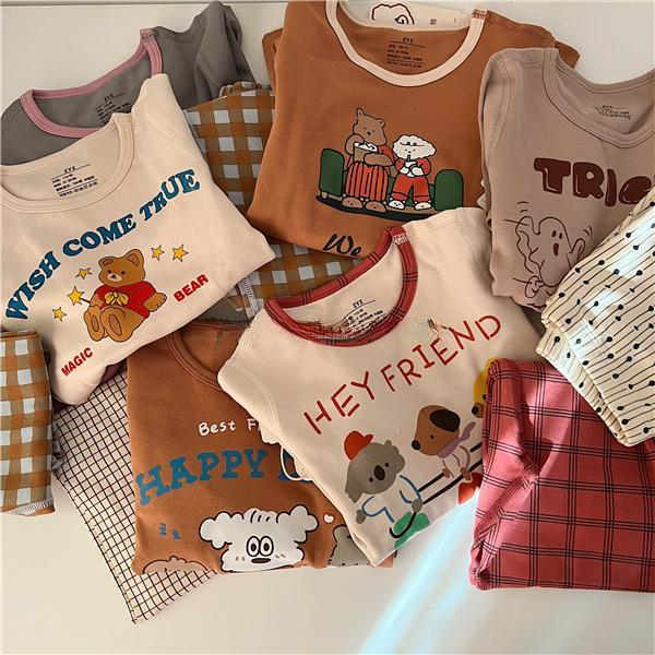 韩国儿童秋冬长绒磨毛保暖内衣套装睡衣舒适好穿套装家居服