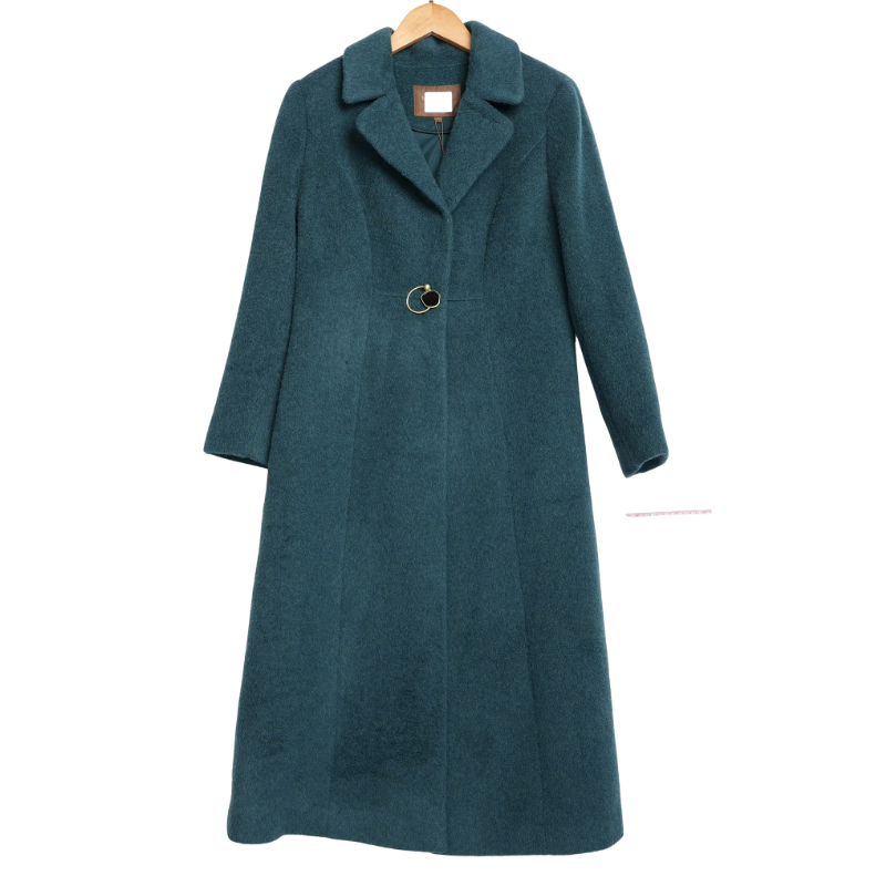 【MT姿】专柜折扣女装新款洋气通勤气质时尚百搭女蓝绿色大衣-33282