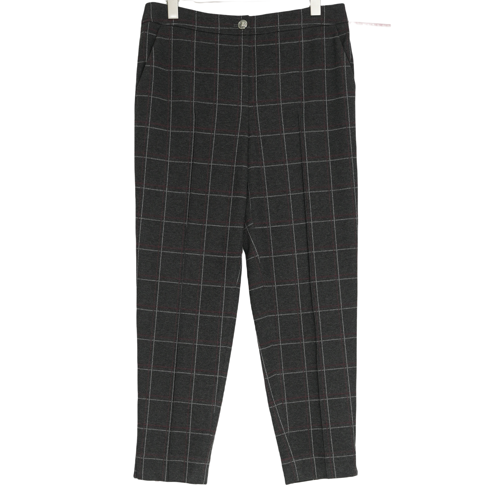 【来家】折扣女装新款洋气通勤时尚百搭红格女裤子-620626