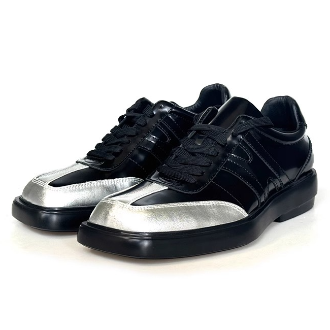 JINIWU吾倪季2025休闲男鞋银头德训鞋个性方头牛皮系带皮鞋新品