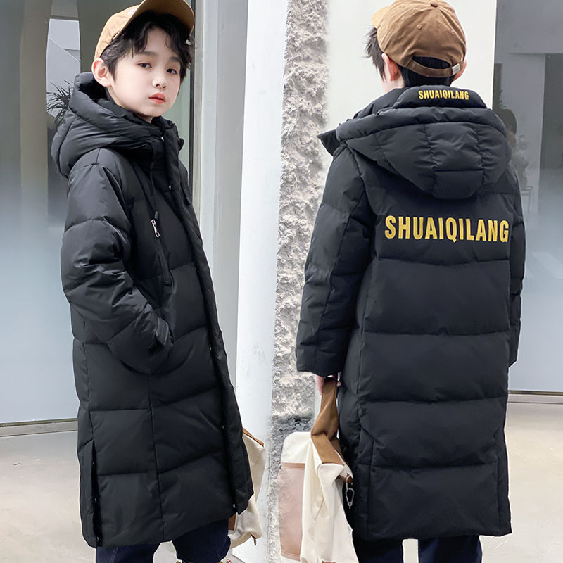 波司豋儿童过膝羽绒服男童长款到脚踝2022新款中大童男孩冬装加厚